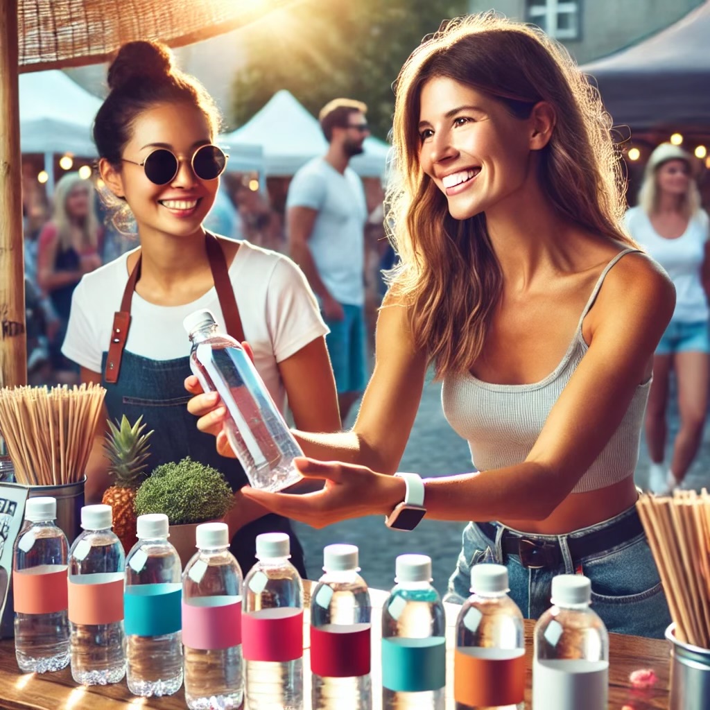 Vendor selling water bottle